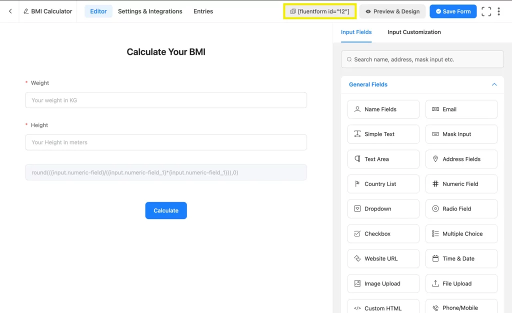 Create a WordPress BMI Calculator for Health-Focused Website - Fluent Forms