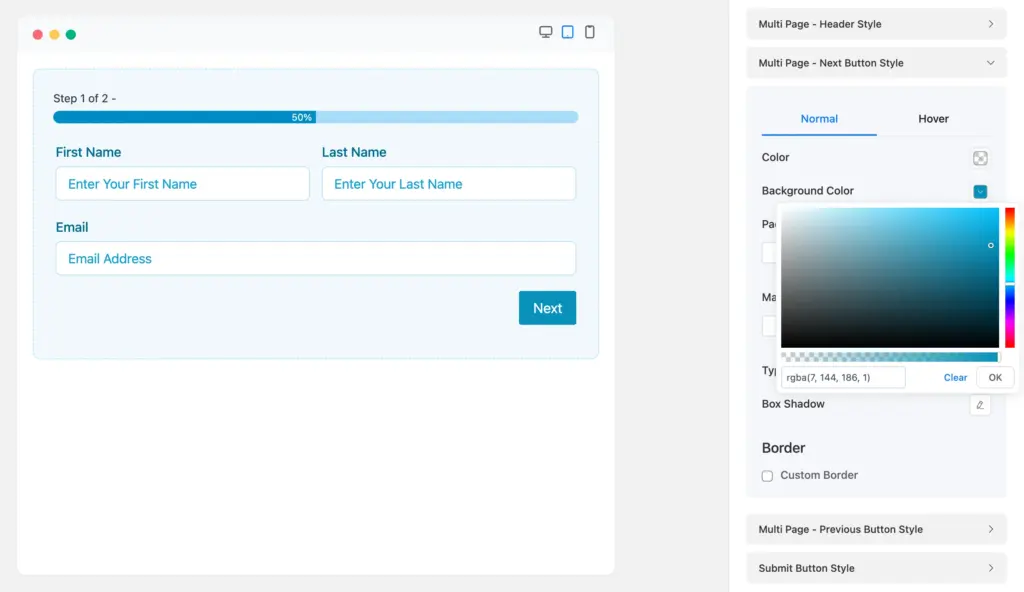 design your multi step form