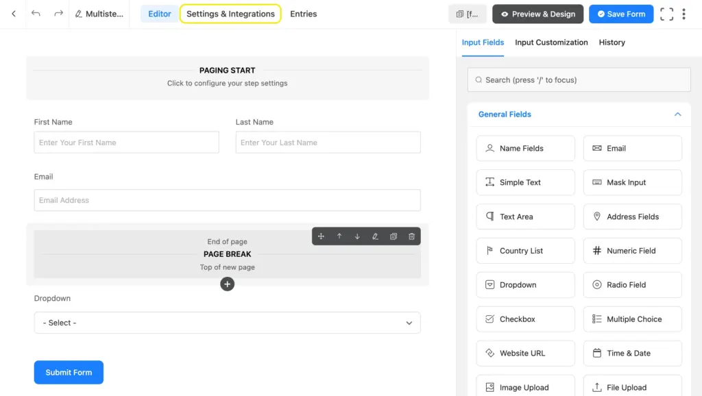 Setting up your multi-step form
