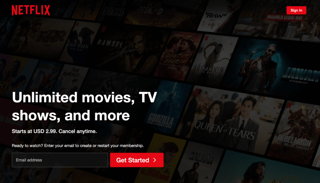 call to action example: Netflix