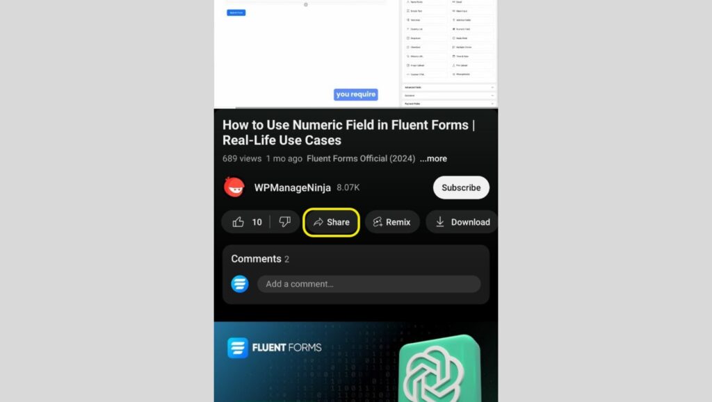 Share a YouTube video on Twitter on mobile devices