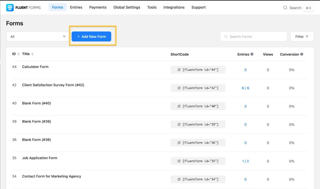 ChatGPT Fluent Forms integration - create a form