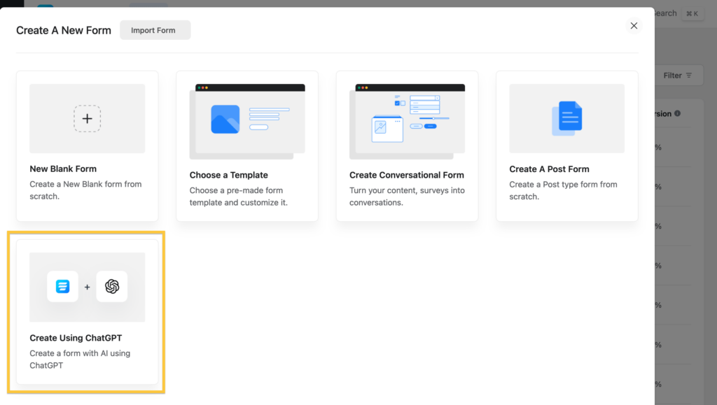 ChatGPT Fluent Forms integration - Create using chatgpt