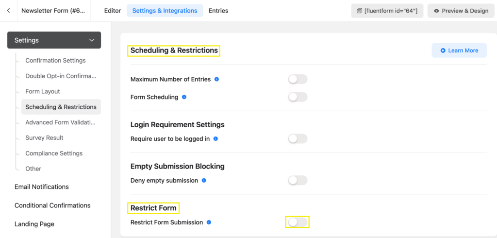 Scheduling & Restriction