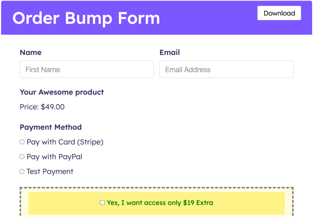 Order Bump Form