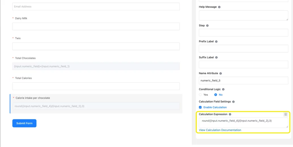 Calculator forms with Fluent Forms