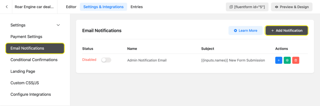 add notification from email notifications