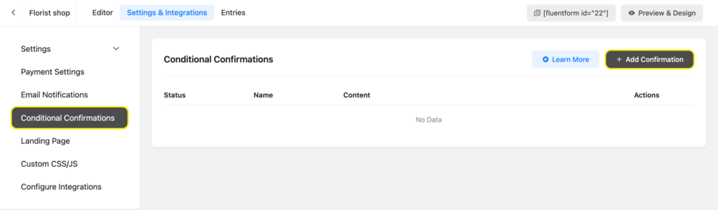 Fluent Forms Conditional Confirmations