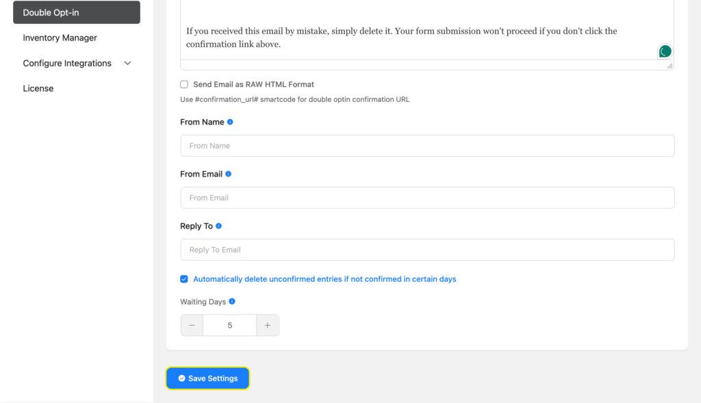 global double opt-in configuration