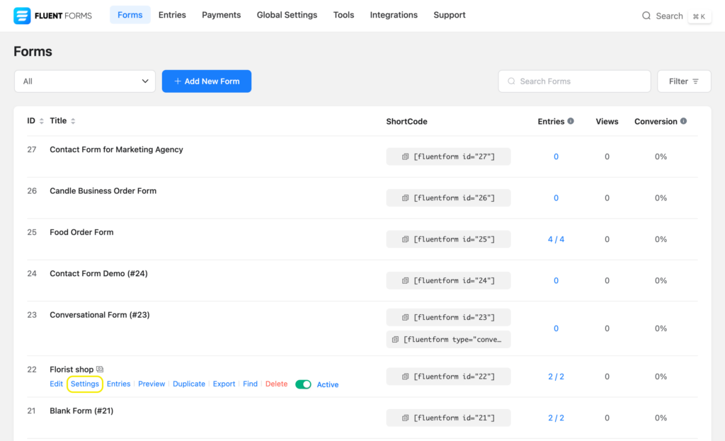 go to the settings of the form in which you want to apply advanced validation