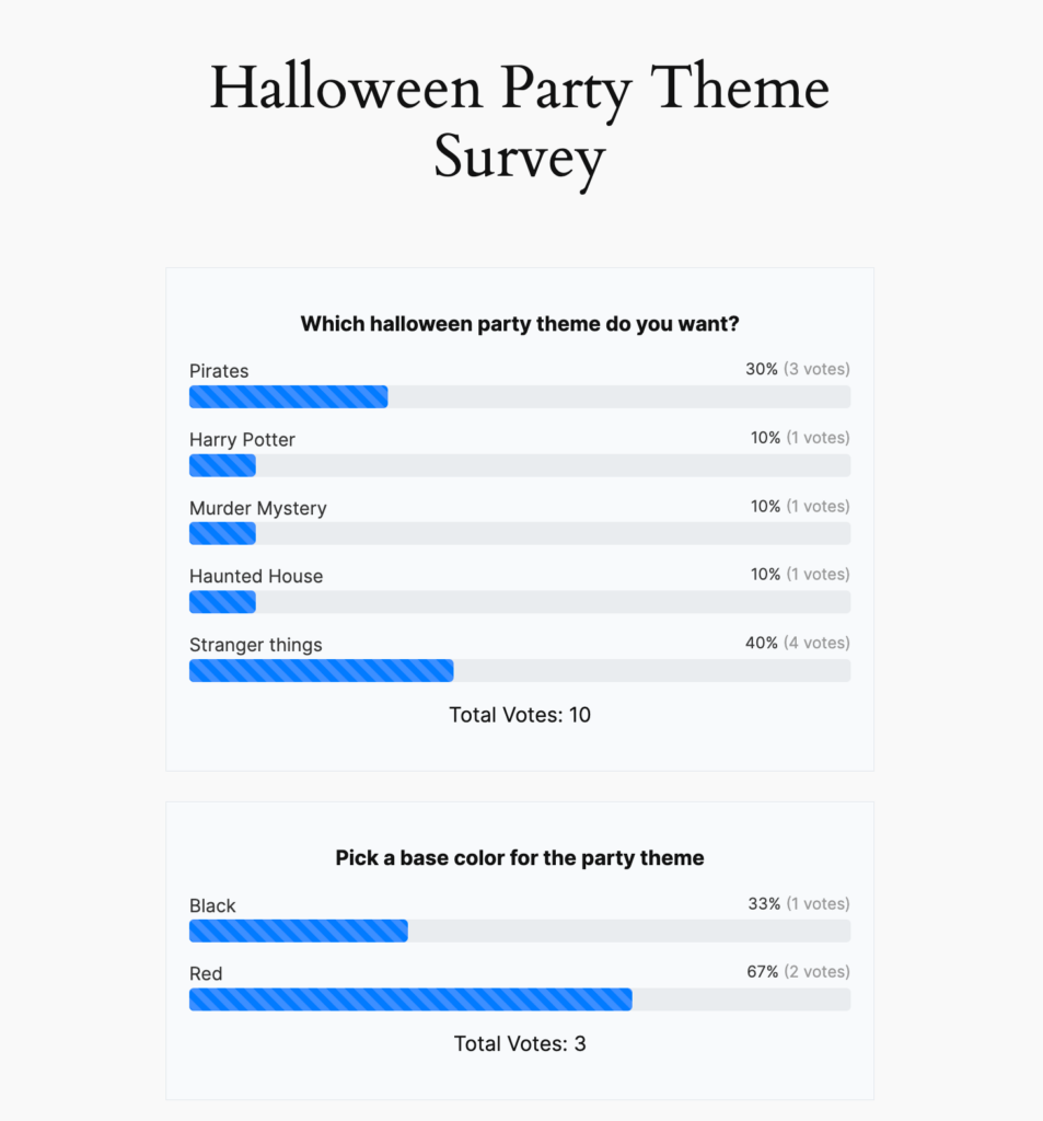 live survey results on a page