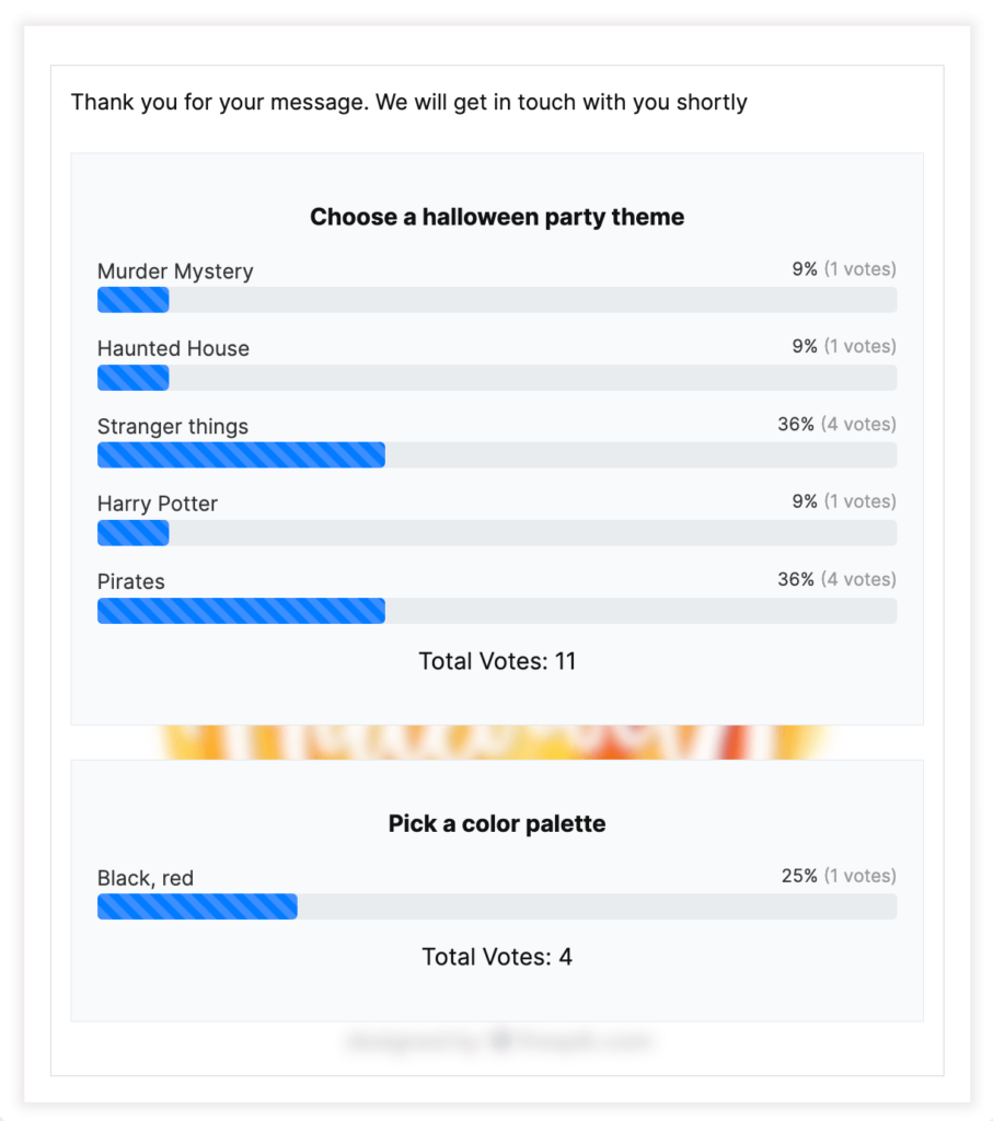 showing live survey results after form submission