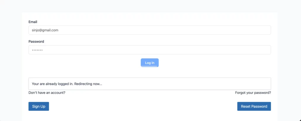 Login page redirect