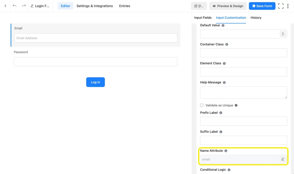 email attribute