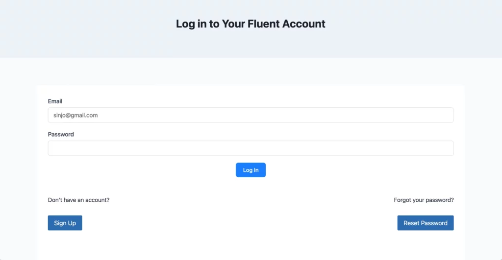 Log in page