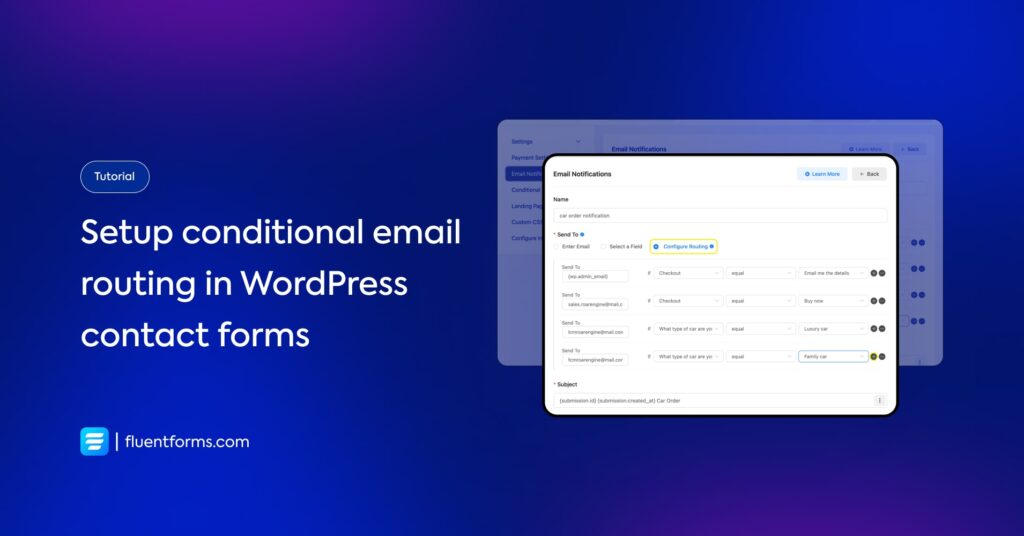 How to setup conditional email routing in WordPress contact forms