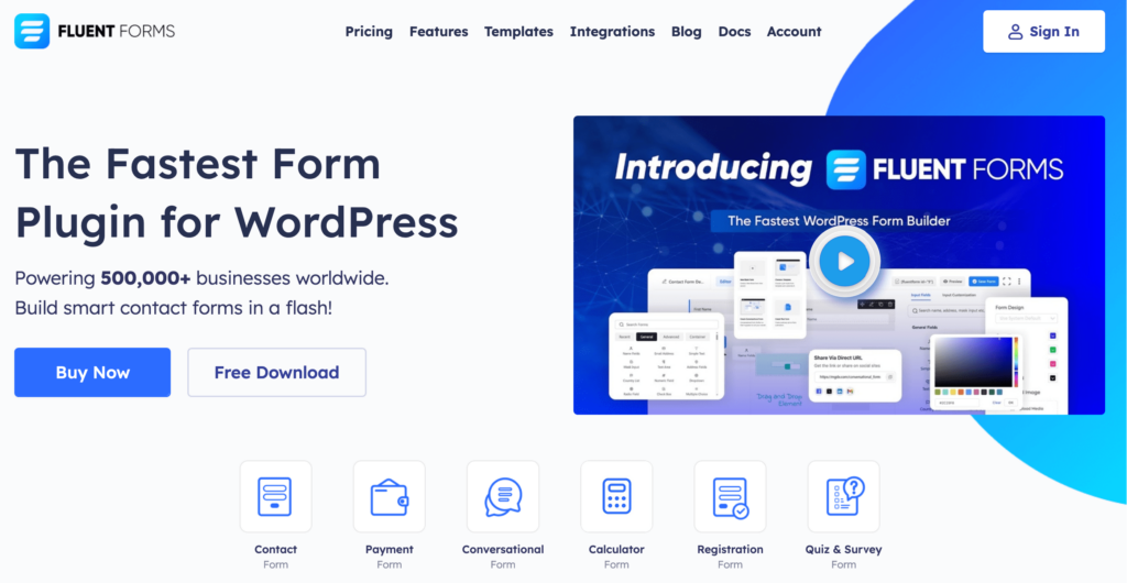 Fluent Forms Homepage