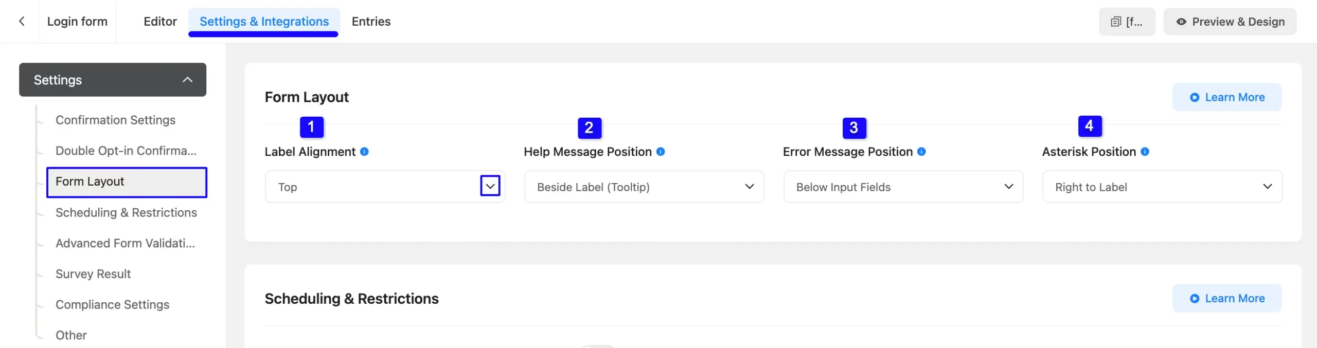 2. Form Layout settings scaled 46097