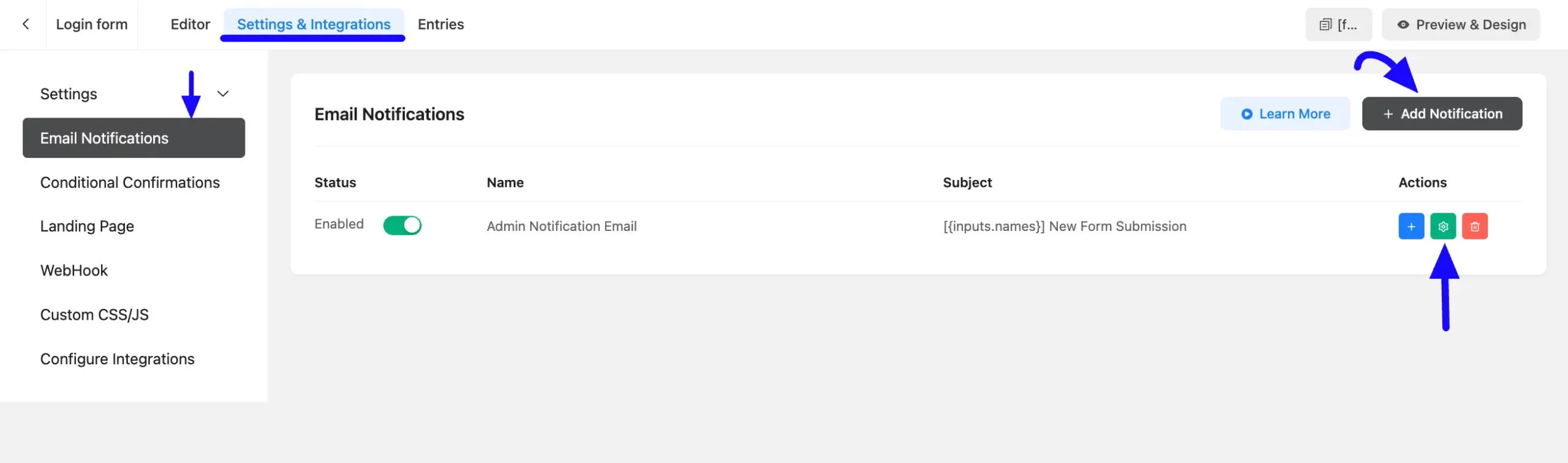 2. Settings Integration Email Notification Add new notification 1 scaled 46110