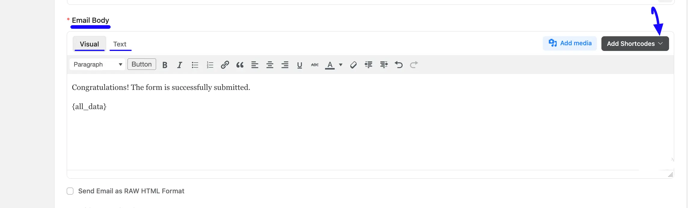 7. Email Body option 46115