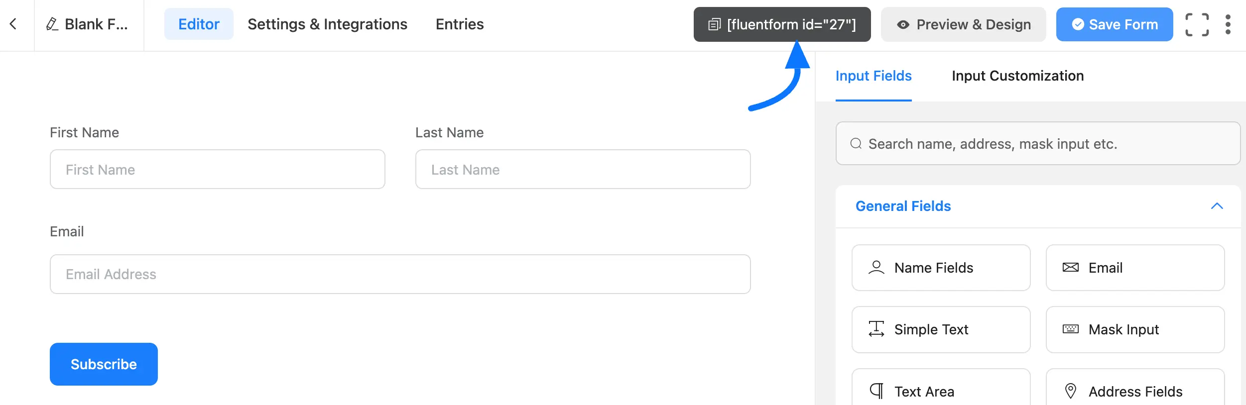 Editor Fluentform 45035