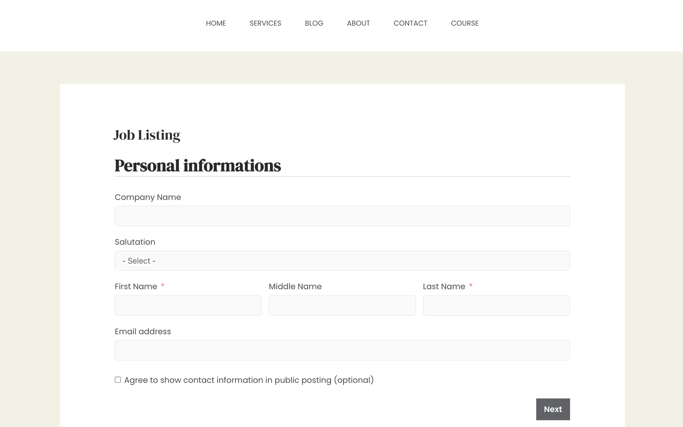 Job Listing information collect form 45127