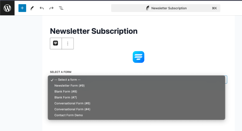 Embed Newsletter subscription form