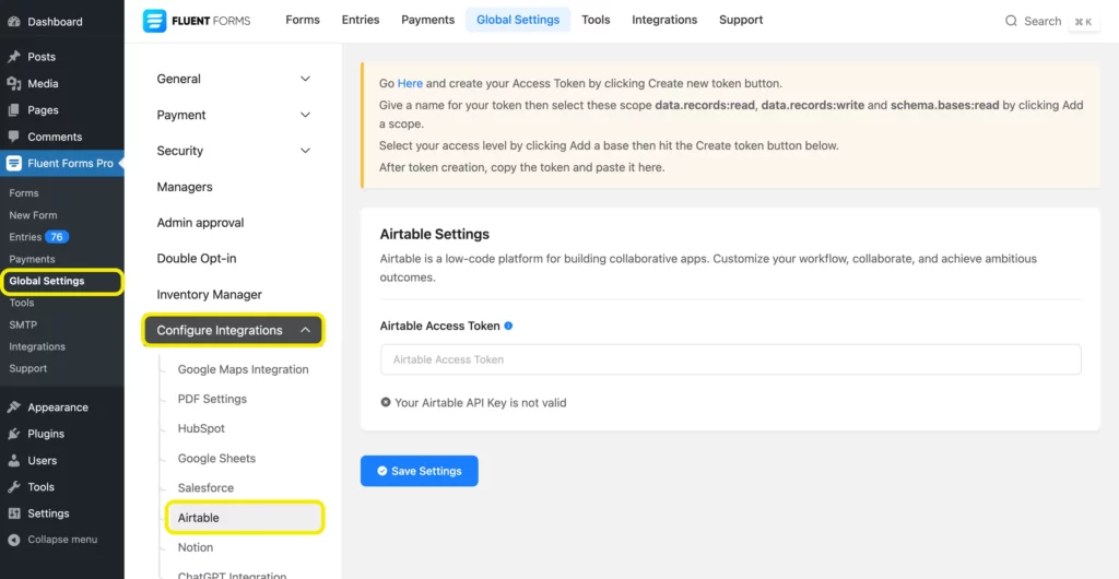 Configuring Airtable integration