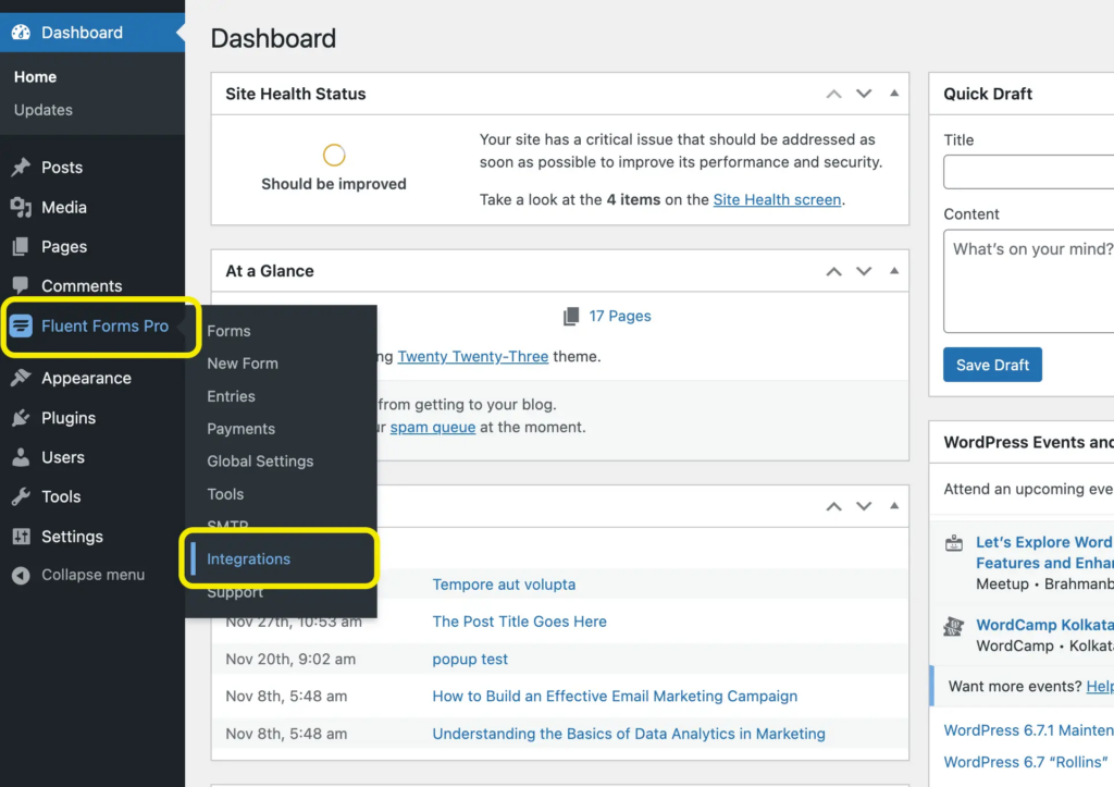 Navigating Fluent Forms Integrations