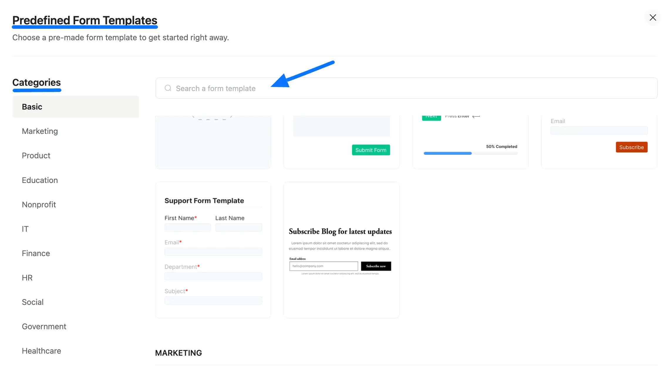 pre built Form Template 45127