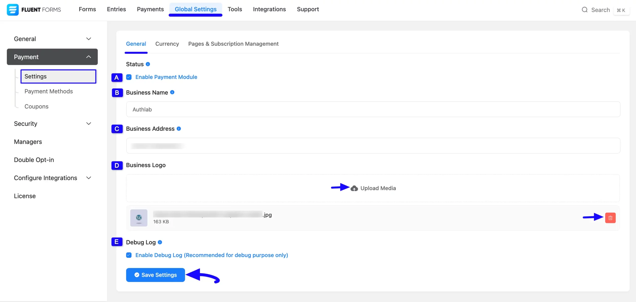 1. General tab under Payment Settings scaled 48169