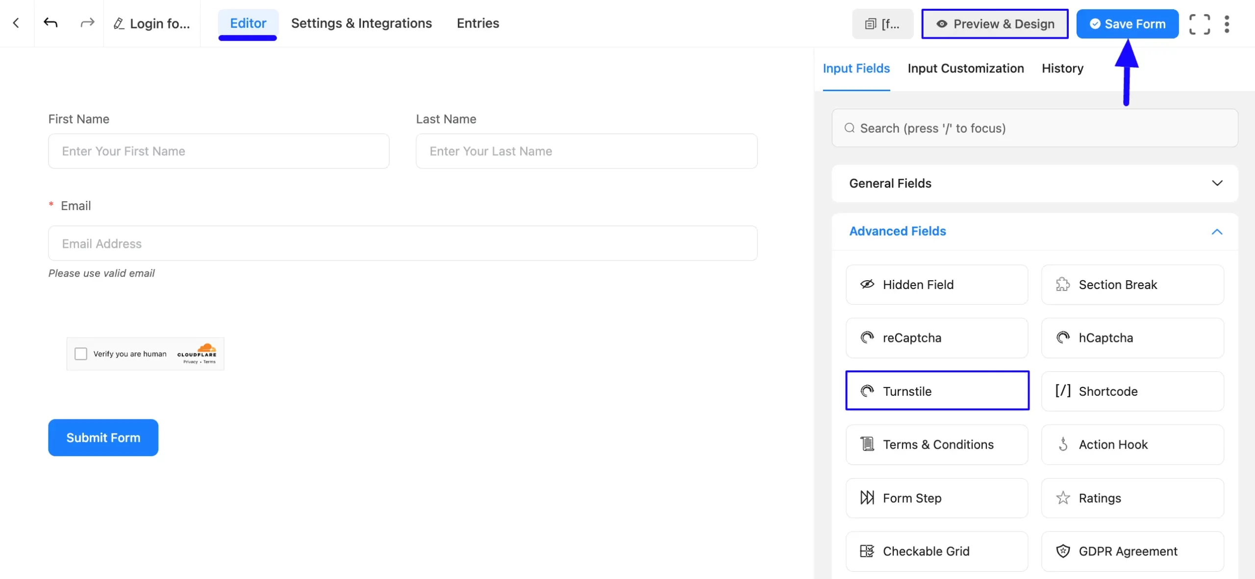 10. Add Turnstile input field scaled 47315