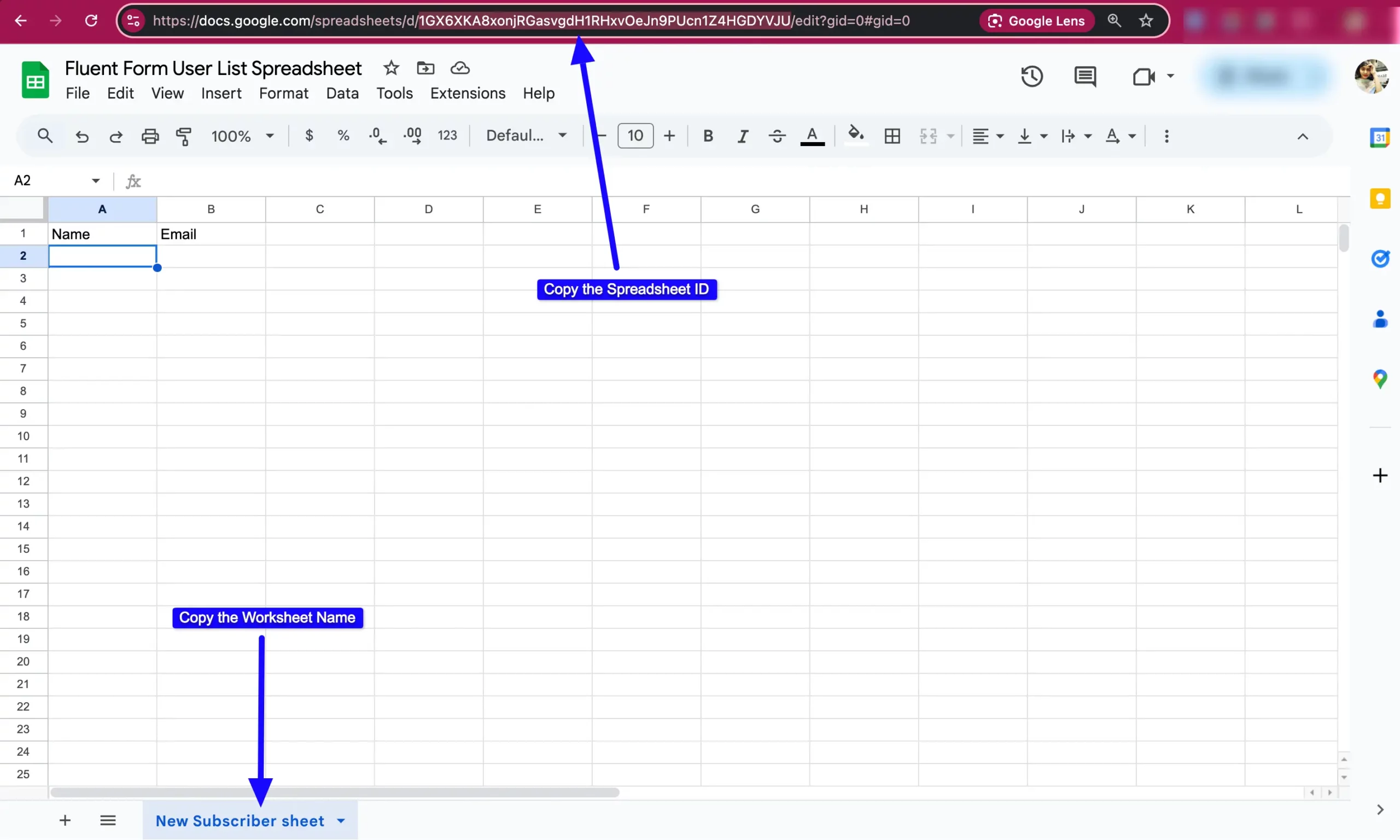 10. Copy Spreadsheet ID and Worsheet Name scaled 47066