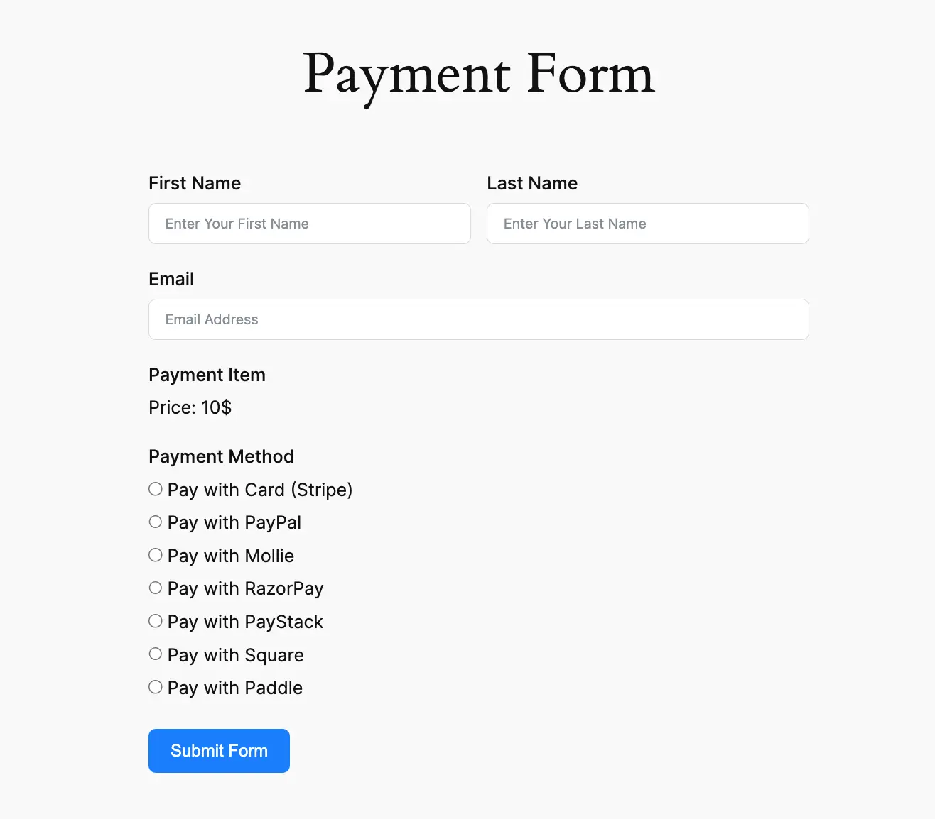 11. Preview of Payment form 48171