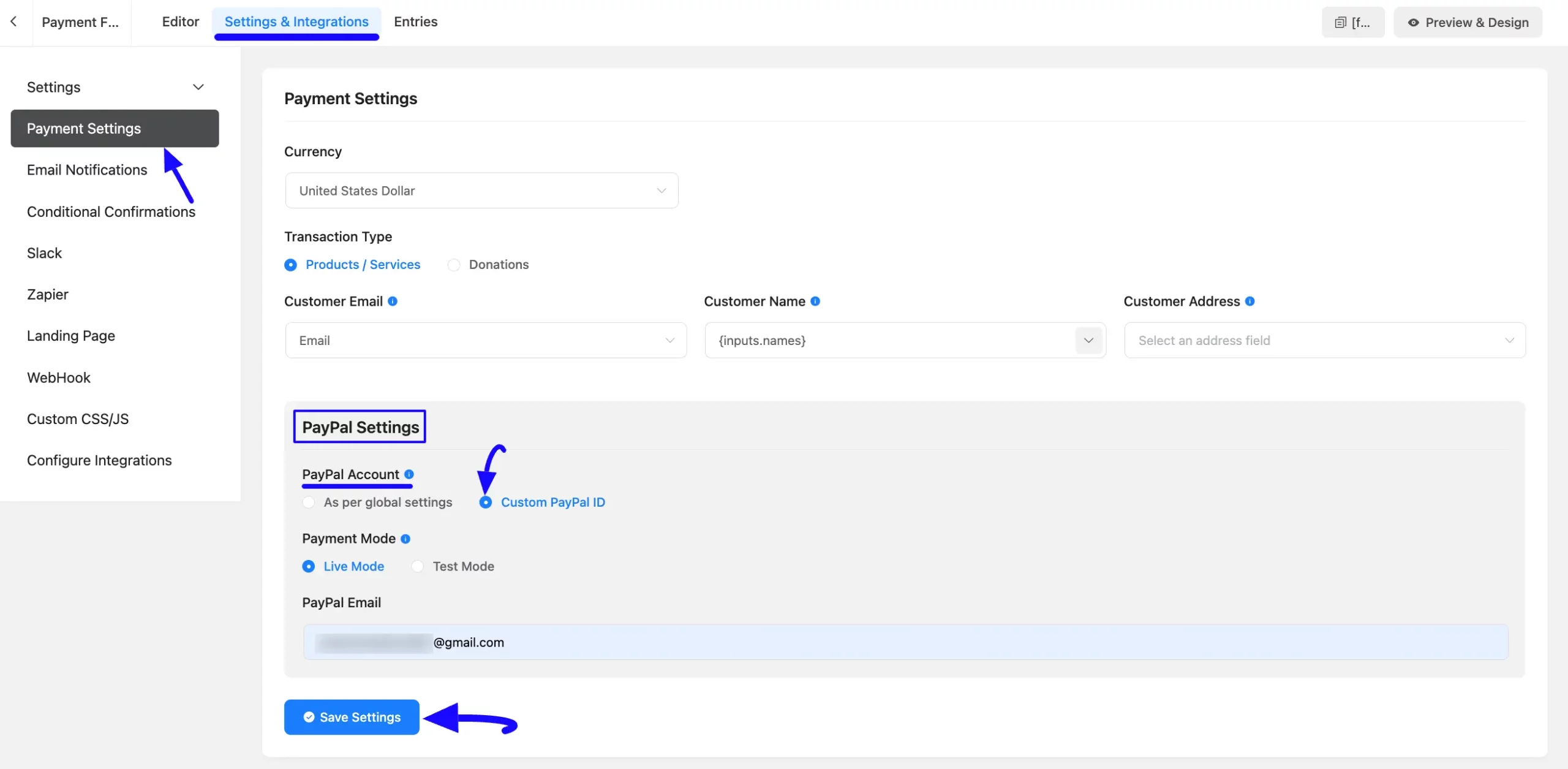 12. Form Specific PayPal Payment Settings scaled 48158