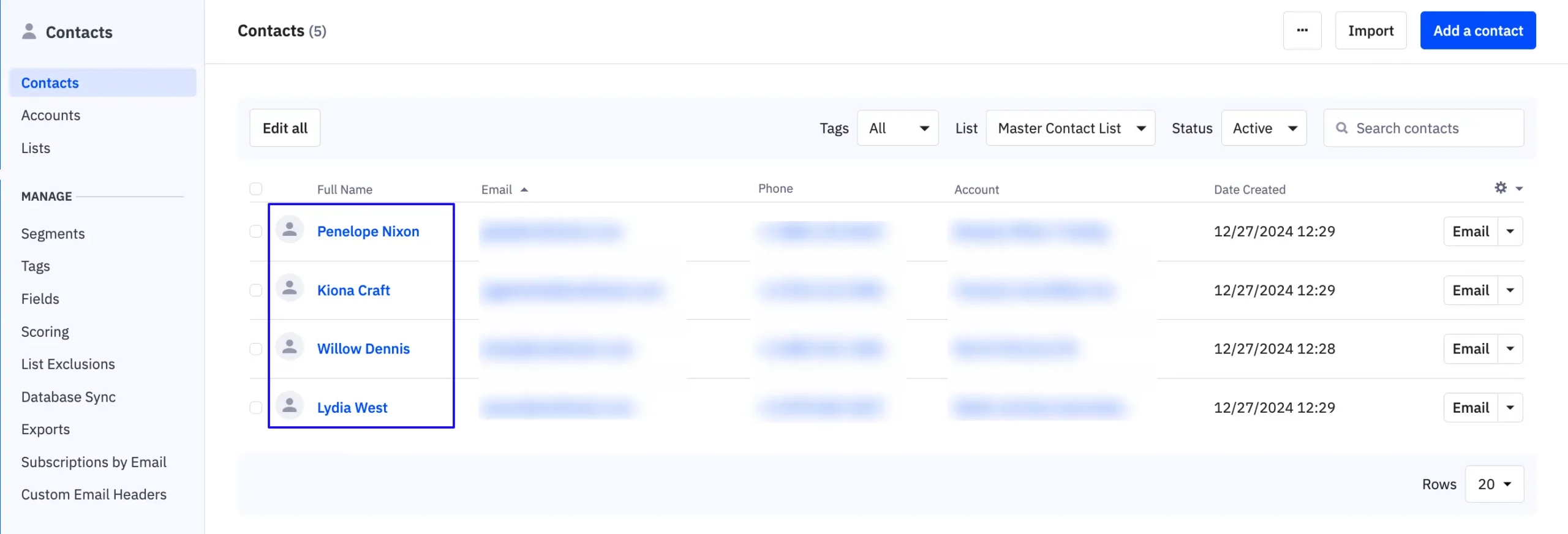 13. Preview of added FluentForms Users in ActiveCampaign scaled 46431