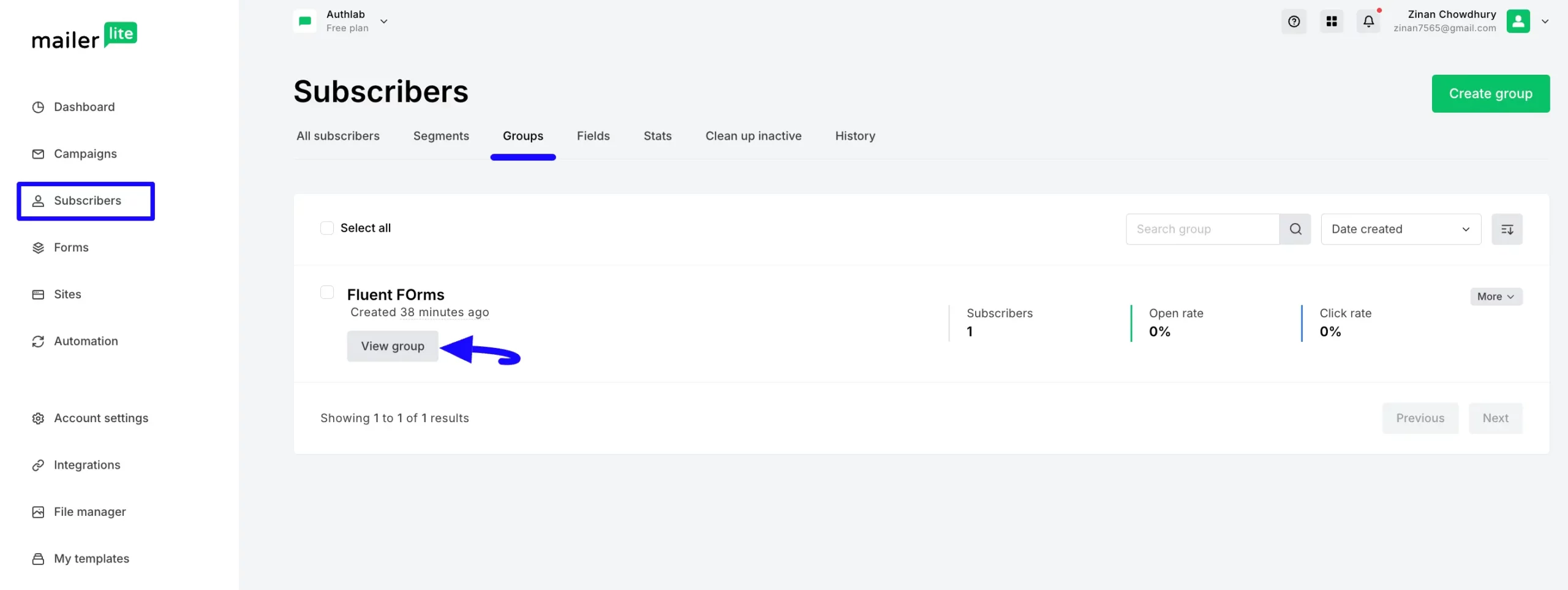 14. View desired MailerLite Group scaled 46682