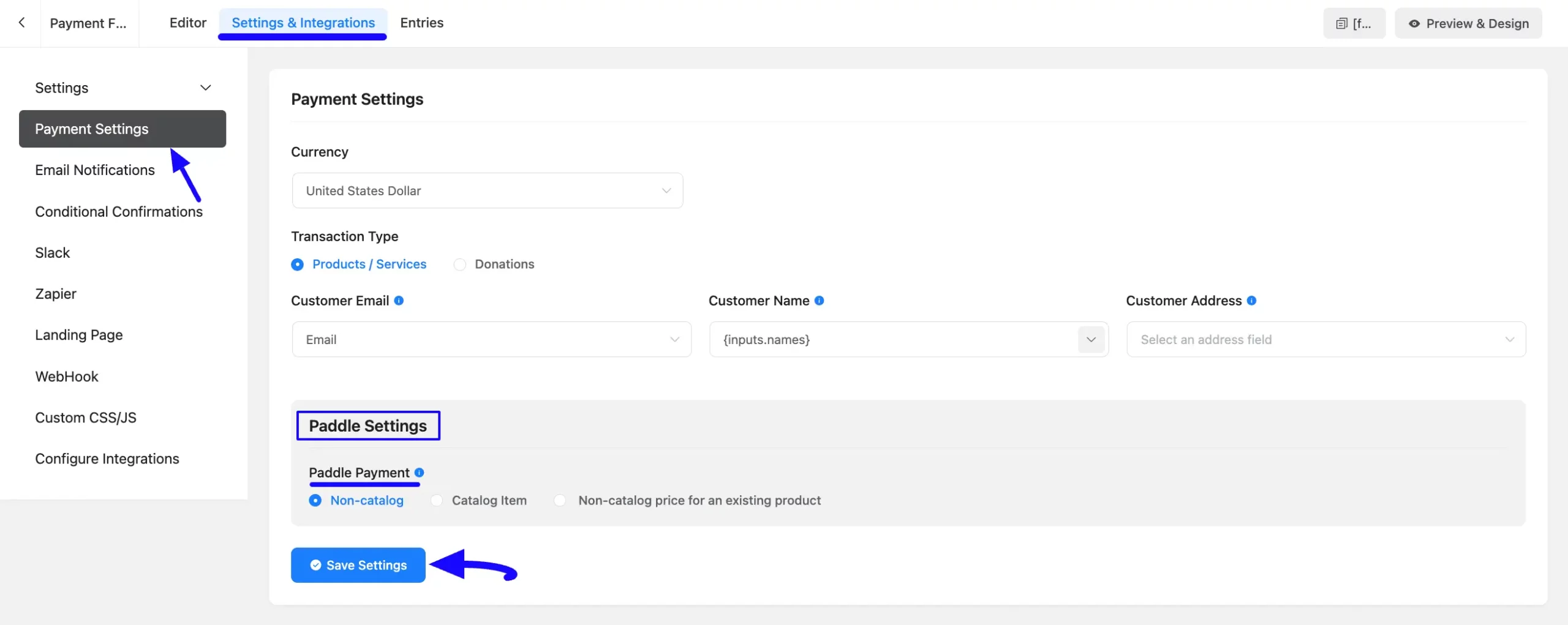 15. Form specific Paddle payment settings scaled 48167