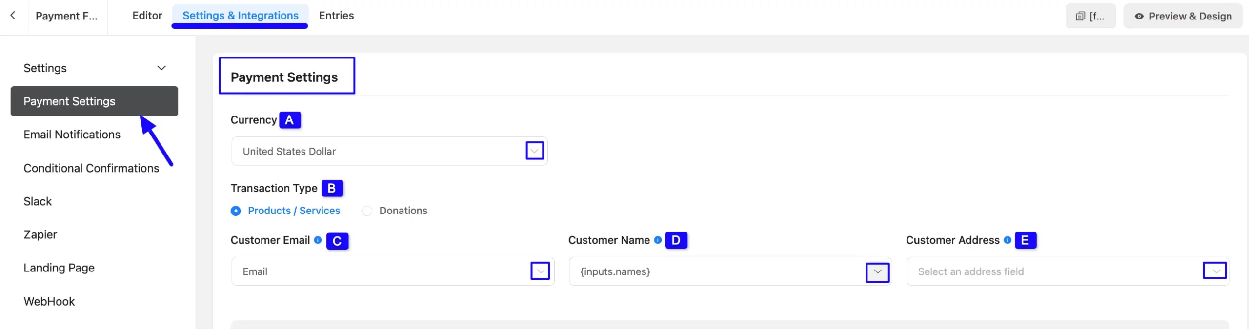4. Form specific Payment Settings scaled 48169