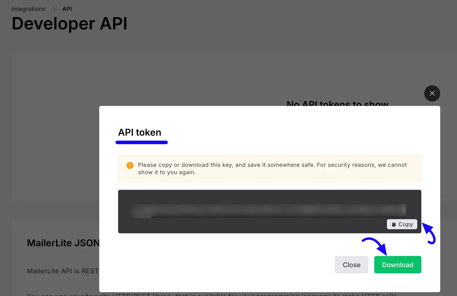 6. Copy API Token 46682