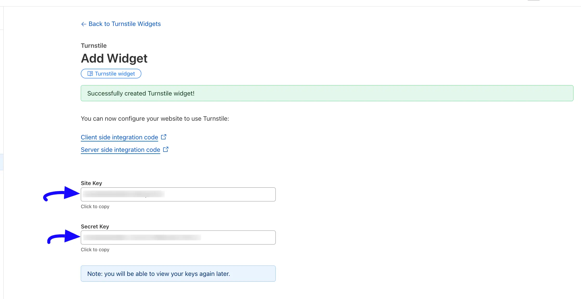 6. Copy Site Secret Key 47315