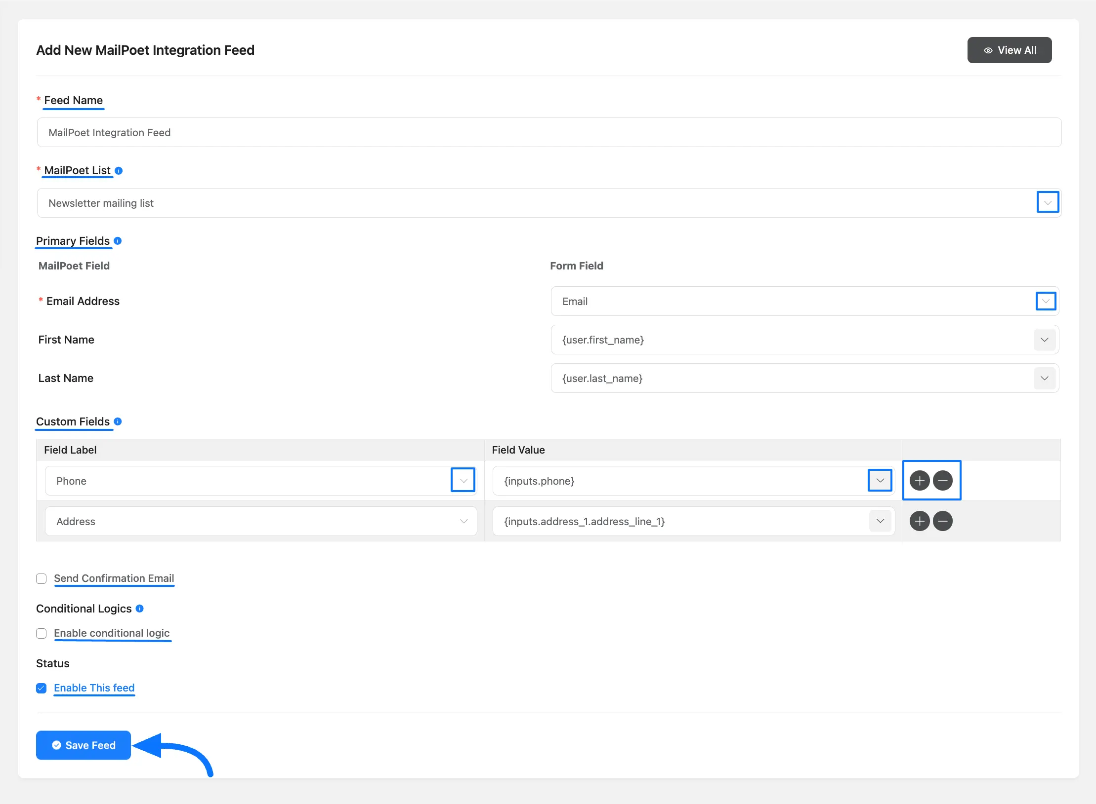 6. MailPoet Integration Feed Fluent Forms 46727