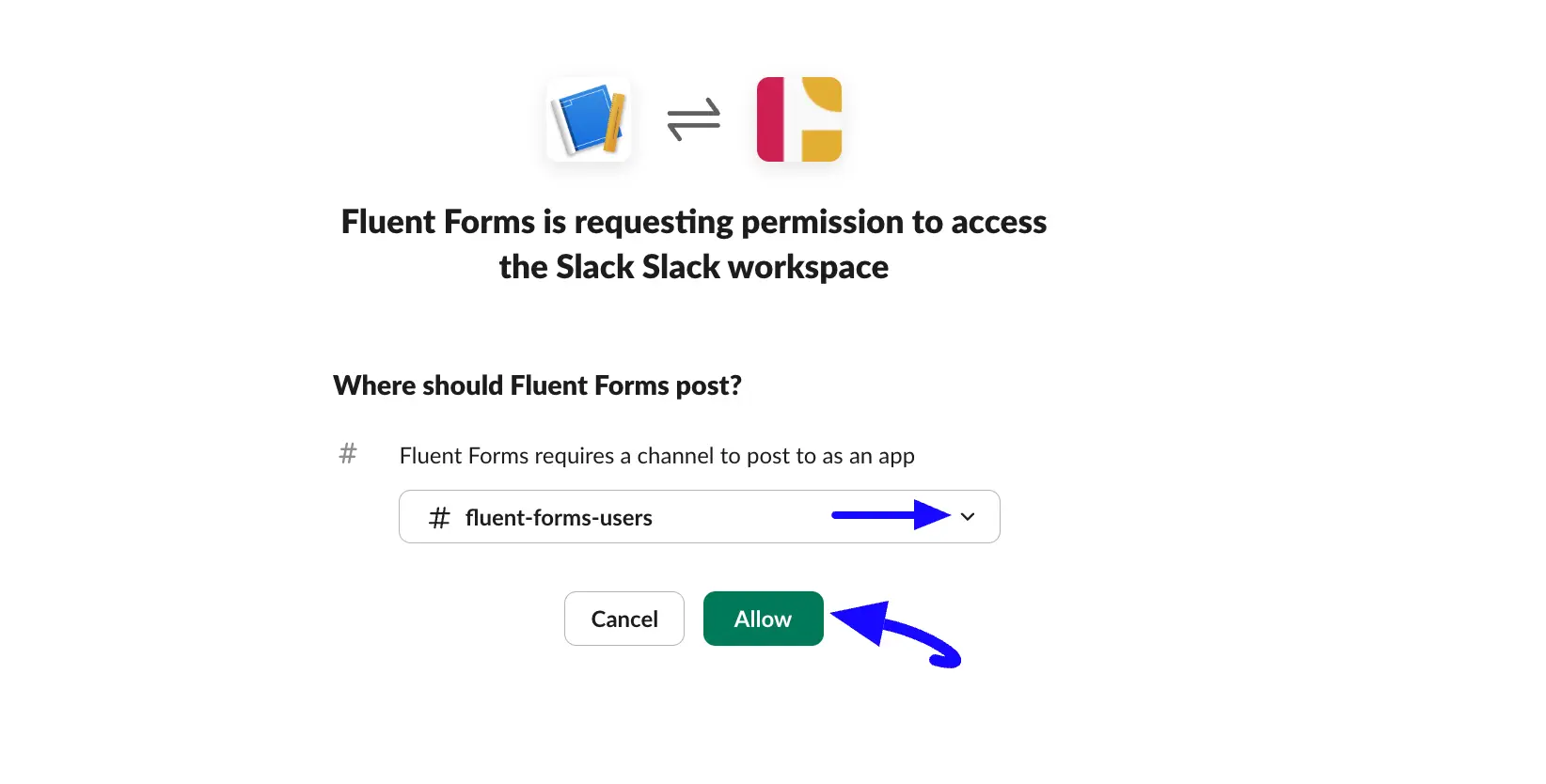 8. Select desired channel Allow button 47041