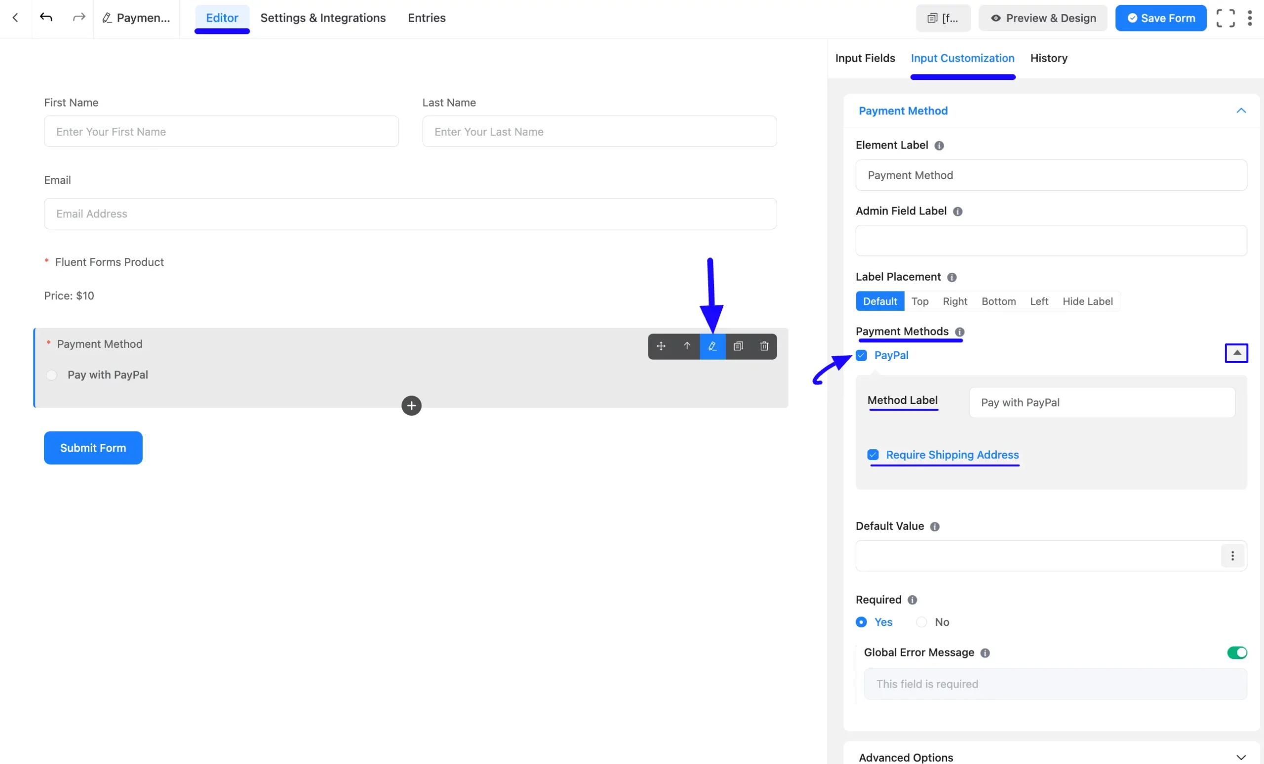 9. Check PayPal payment method in a desired form scaled 48158