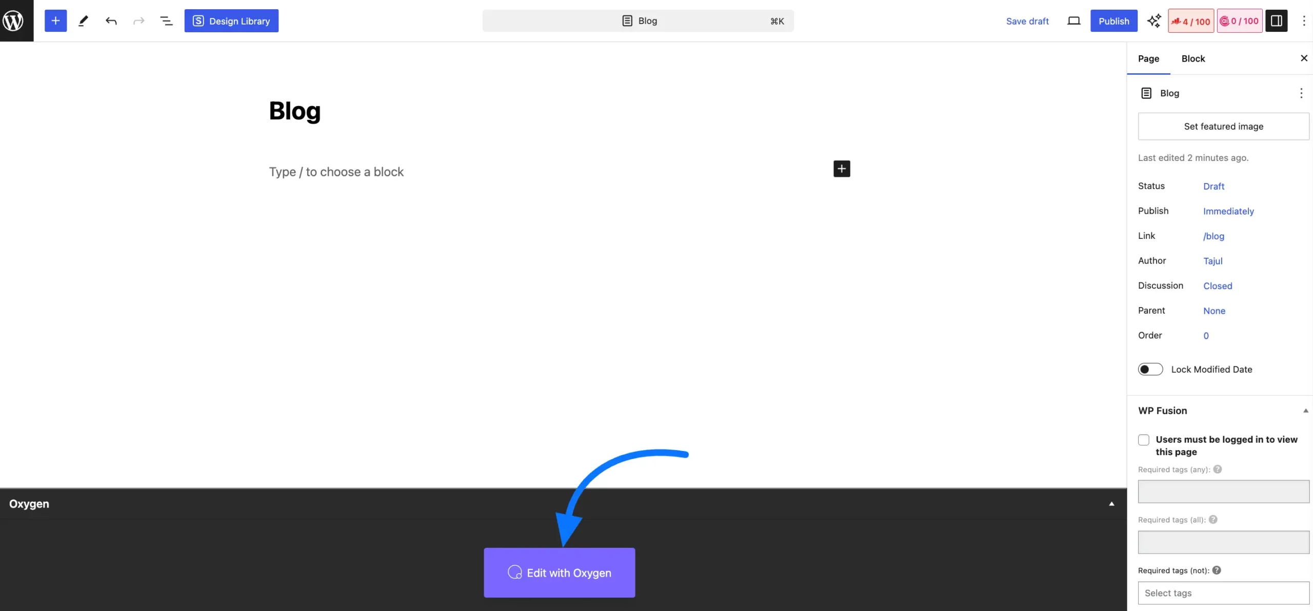 Add page with Oxygen builder scaled 48246