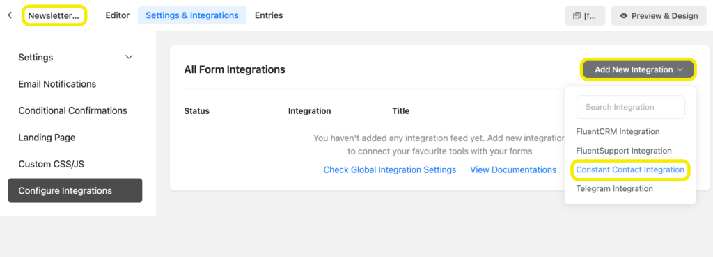 Create Constant Contact feed