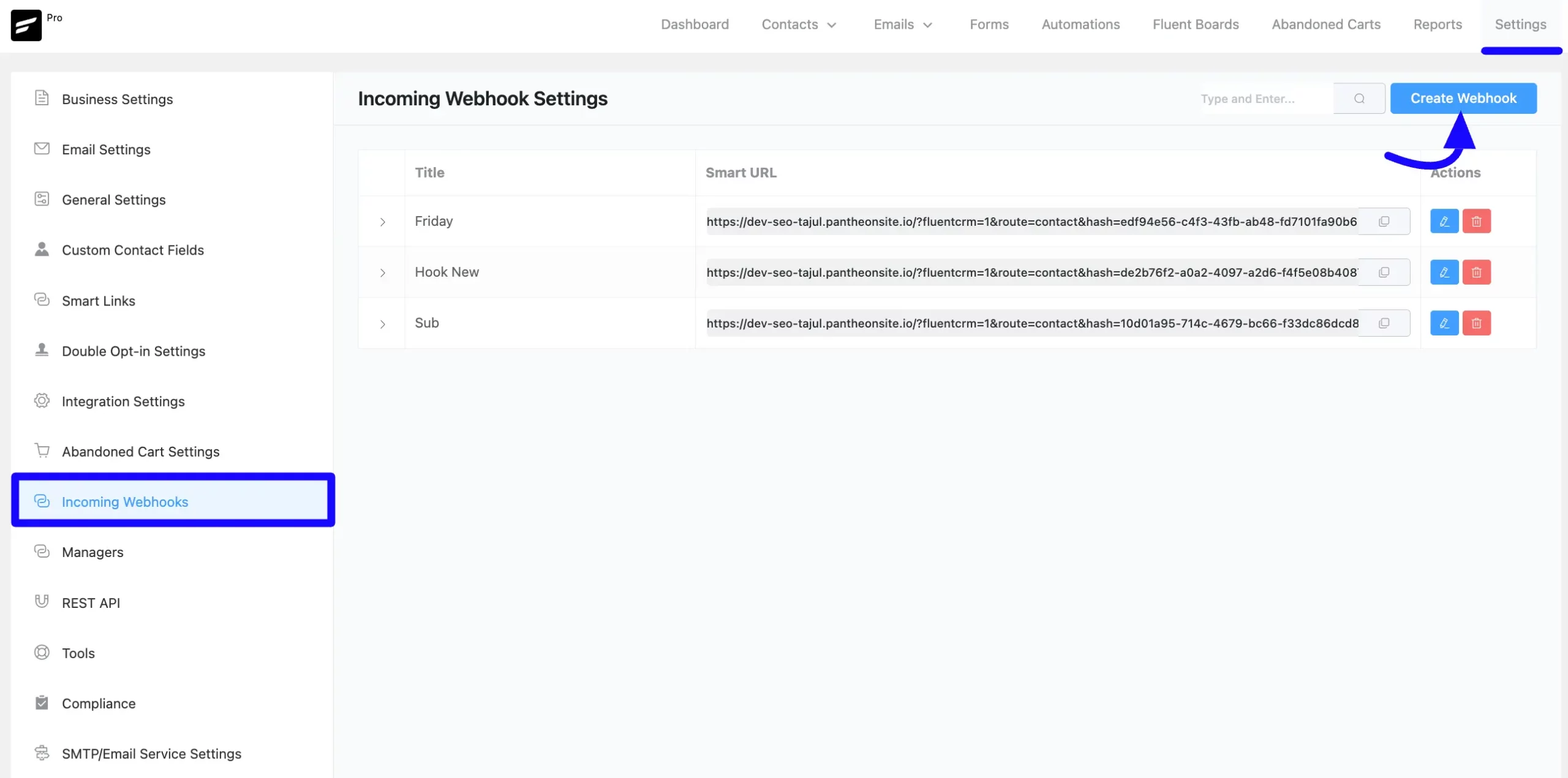 Webhook Settings FluentCRM 01 scaled 47763
