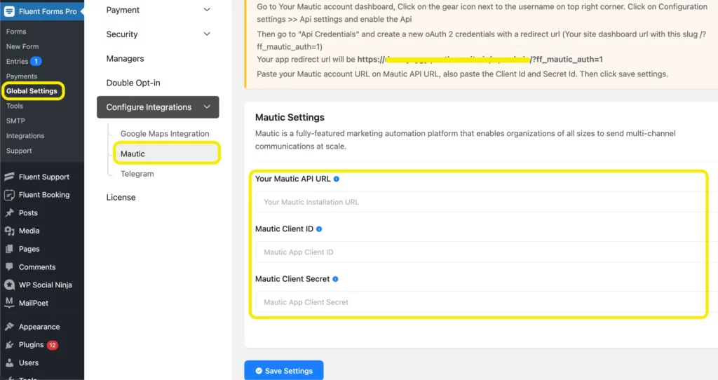 Configure Mautic integration