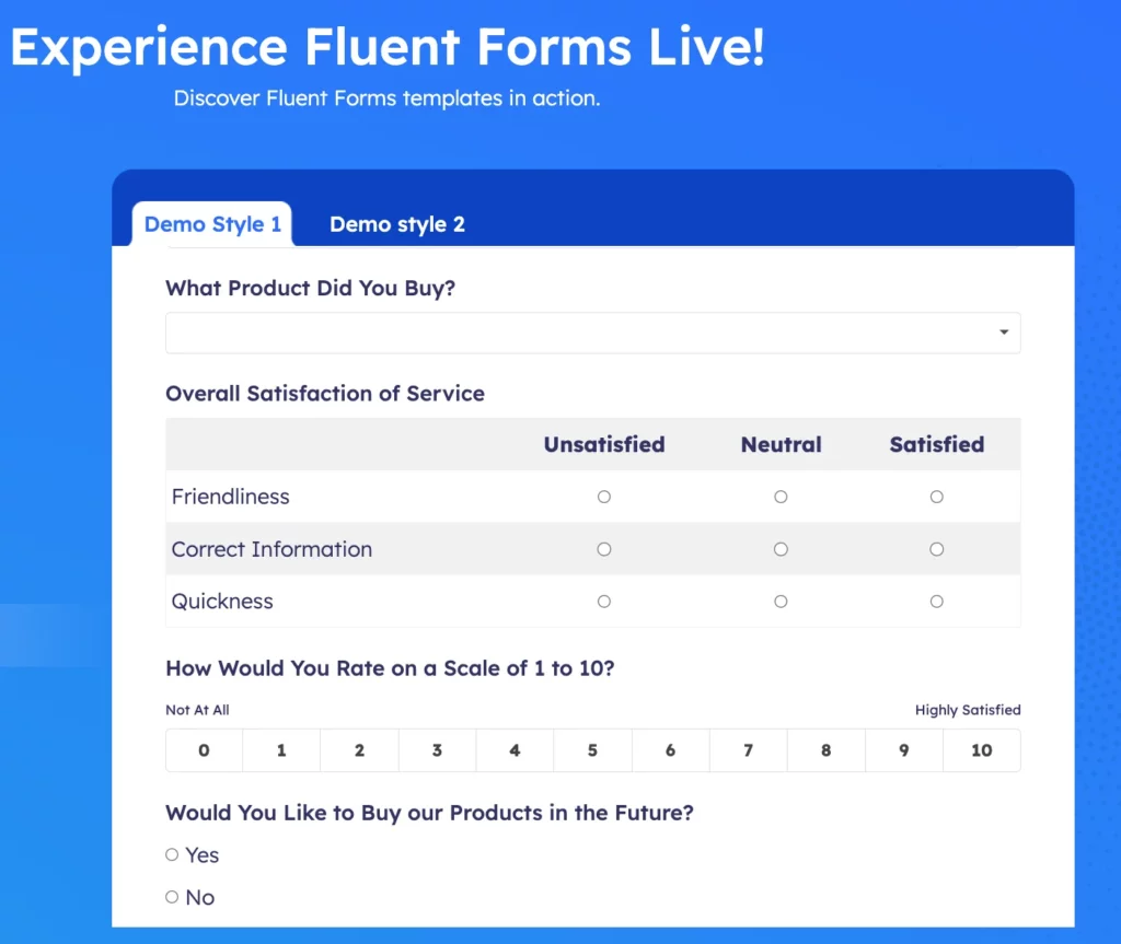 fluent forms demo