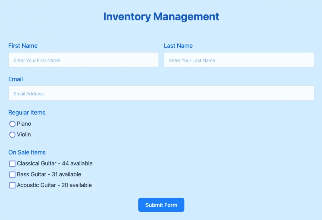 Inventory form